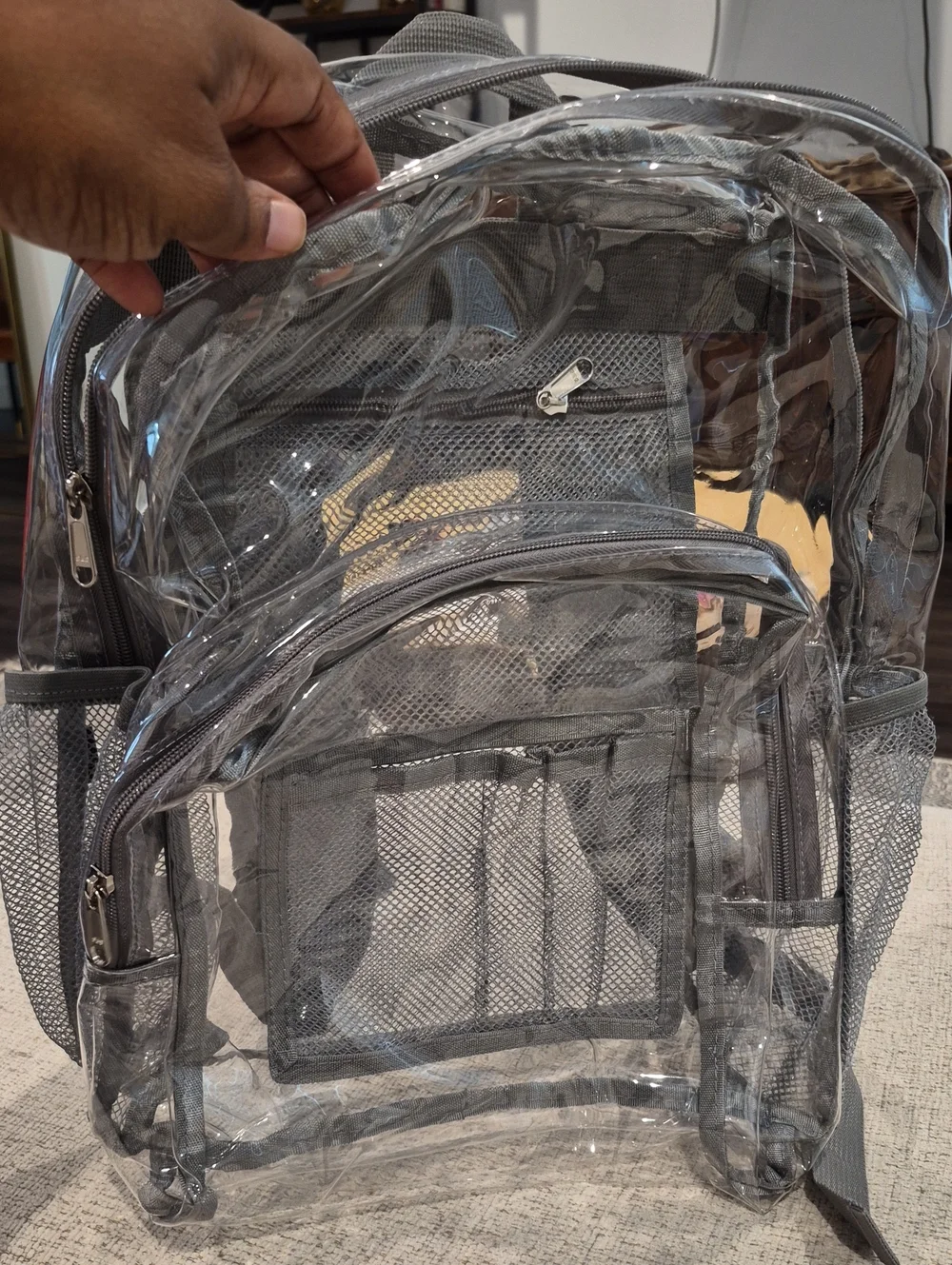 Vorspack Clear Bookbag w Gray Trim